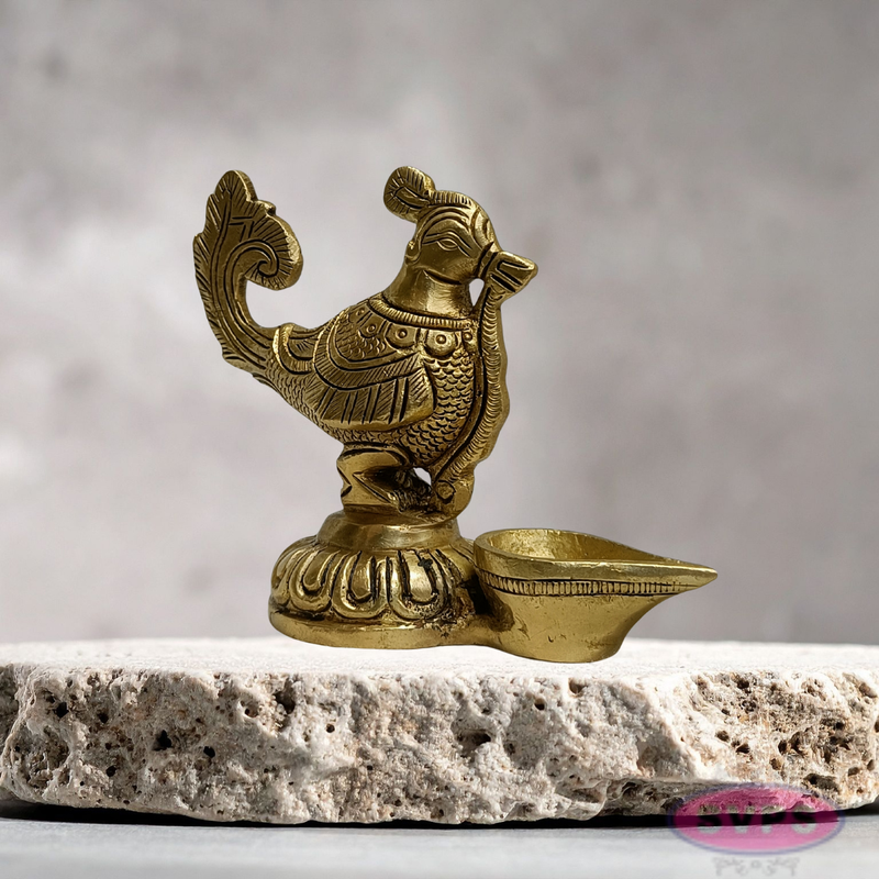 Brass Peacock Deepam for Home Temple & Festive Decor