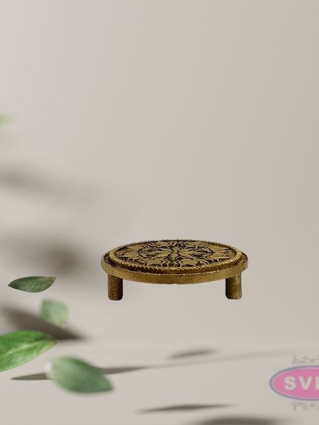 Tiny Brass Round Peedam 2.5” – Antique Finish Stand