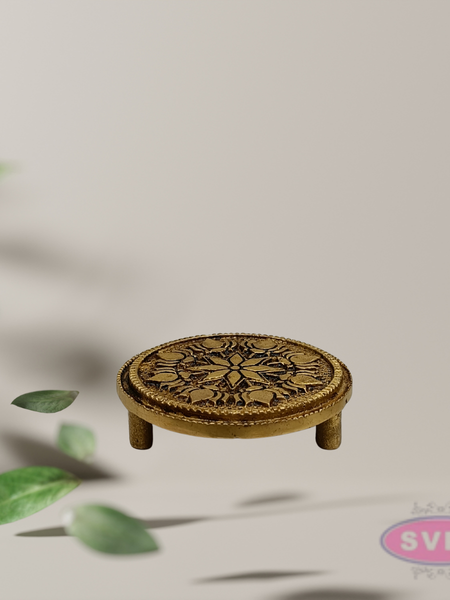 Tiny Brass Round Peedam 2.5” – Antique Finish Stand