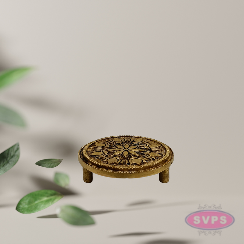 Tiny Brass Round Peedam 2.5” – Antique Finish Stand
