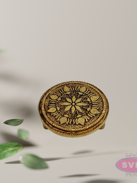 Tiny Brass Round Peedam 2.5” – Antique Finish Stand