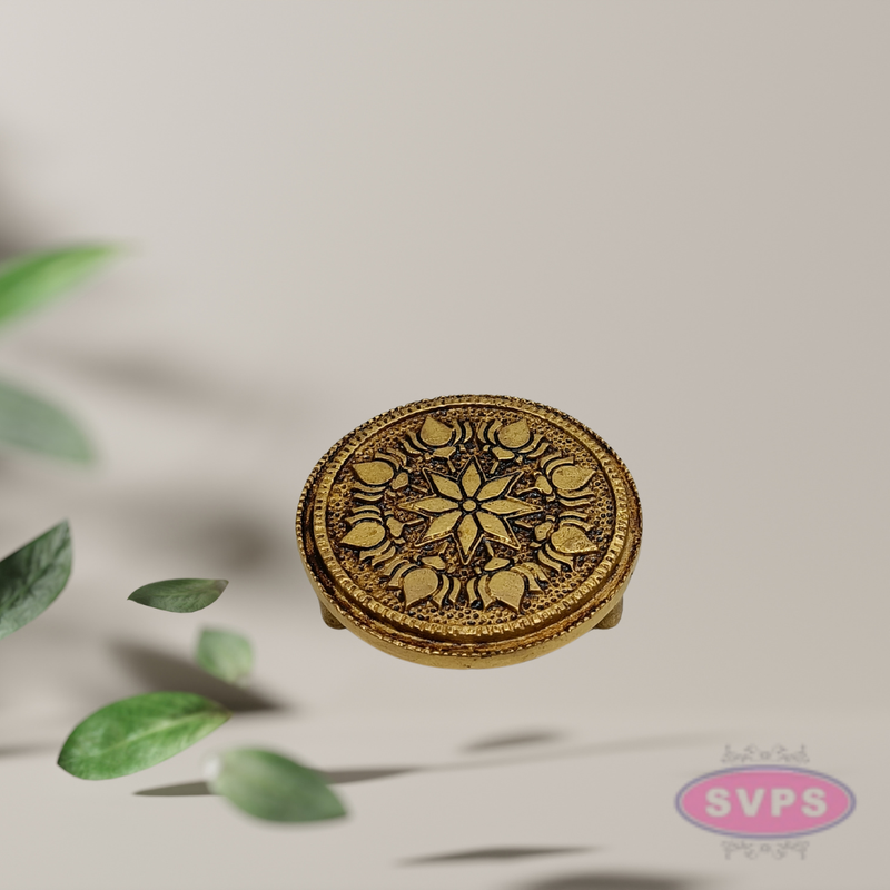 Tiny Brass Round Peedam 2.5” – Antique Finish Stand