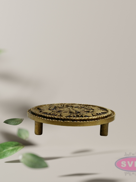 Brass Round Peedam 3 Inch – Compact Pooja Decor