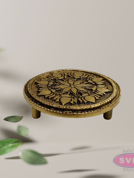 Brass Round Peedam 3 Inch – Compact Pooja Decor