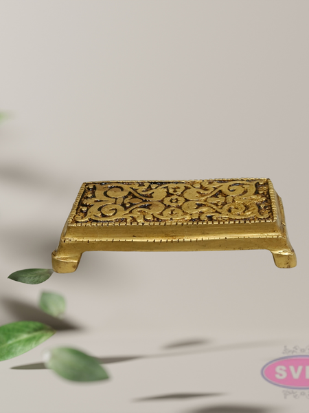 Brass Chowki for Puja – Rectangle Shape Bajot for God Idols & Home Temple