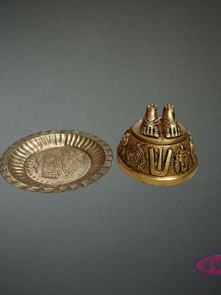 Brass Perumal Padam with Plate Set | Hindu Pooja Item | Home Temple Decor