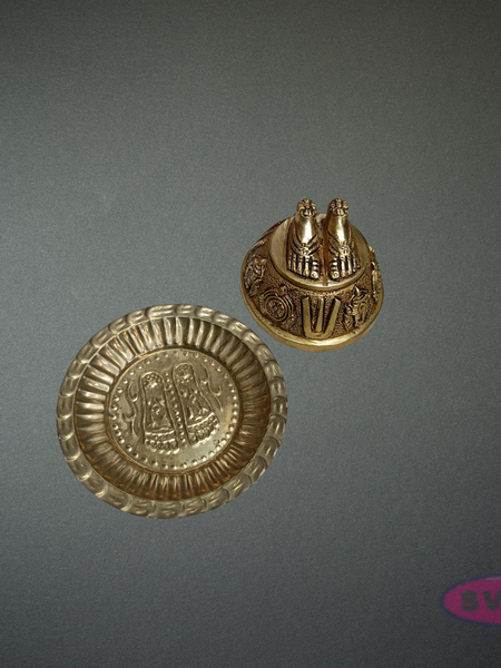 Brass Perumal Padam with Plate Set | Hindu Pooja Item | Home Temple Decor
