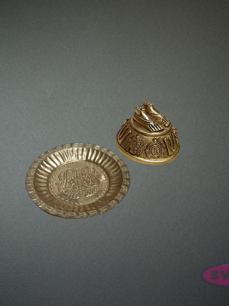 Brass Perumal Padam with Plate Set | Hindu Pooja Item | Home Temple Decor