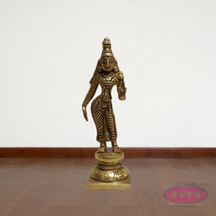 Sri Perumal with Thayar Sridevi & Bhudevi Standing Brass Statue Set