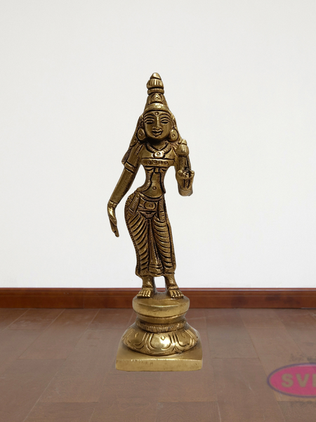 Sri Perumal with Thayar Sridevi & Bhudevi Standing Brass Statue Set