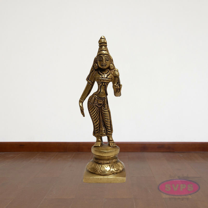 Sri Perumal with Thayar Sridevi & Bhudevi Standing Brass Statue Set