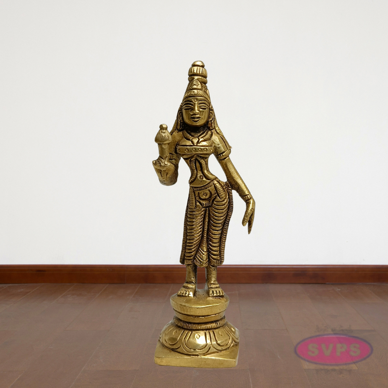 Sri Perumal with Thayar Sridevi & Bhudevi Standing Brass Statue Set