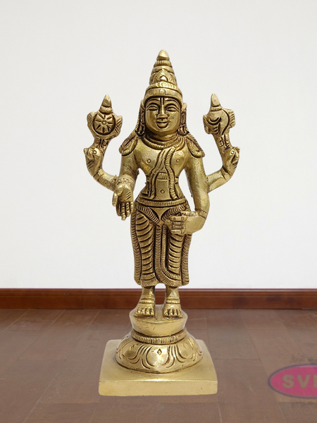 Sri Perumal with Thayar Sridevi & Bhudevi Standing Brass Statue Set