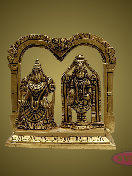 Lord Venkateswara with Goddess Lakshmi Brass Idol – Perumal Thayar Arch Design for Pooja & Decor