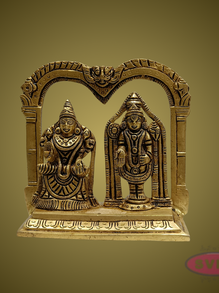 Lord Venkateswara with Goddess Lakshmi Brass Idol – Perumal Thayar Arch Design for Pooja & Decor