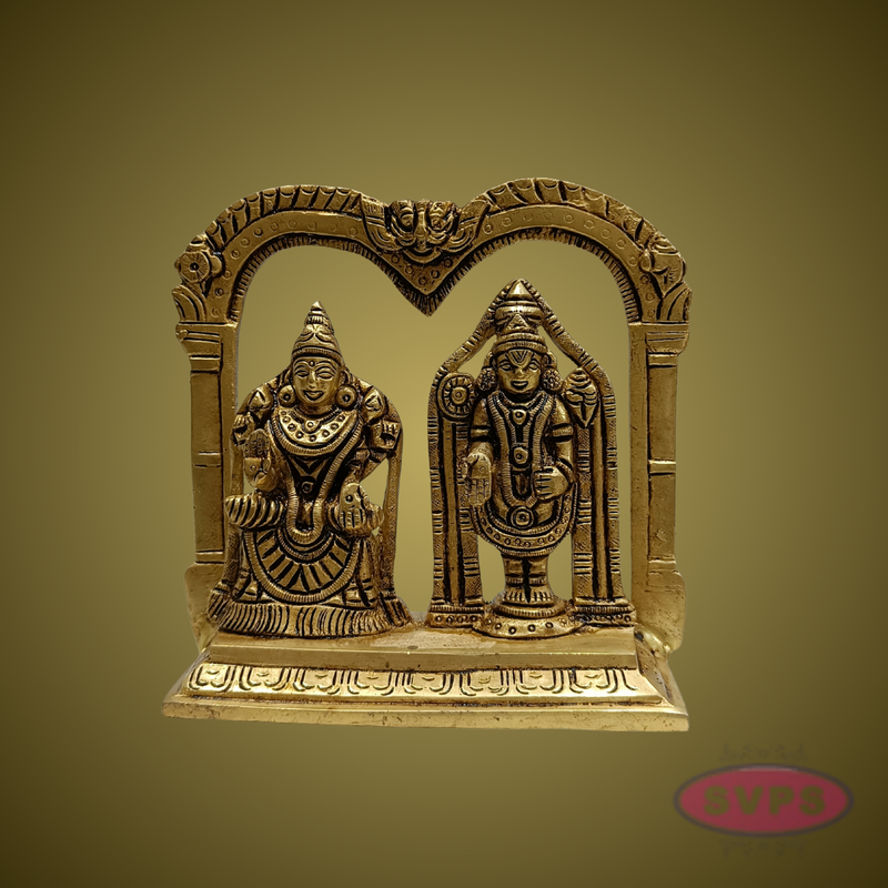 Lord Venkateswara with Goddess Lakshmi Brass Idol – Perumal Thayar Arch Design for Pooja & Decor