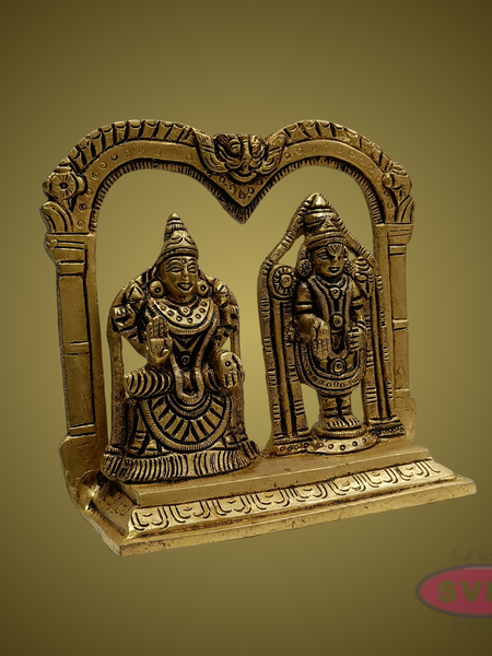Lord Venkateswara with Goddess Lakshmi Brass Idol – Perumal Thayar Arch Design for Pooja & Decor