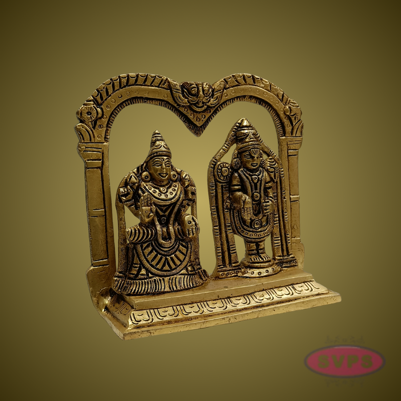 Lord Venkateswara with Goddess Lakshmi Brass Idol – Perumal Thayar Arch Design for Pooja & Decor