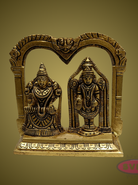 Lord Venkateswara with Goddess Lakshmi Brass Idol – Perumal Thayar Arch Design for Pooja & Decor