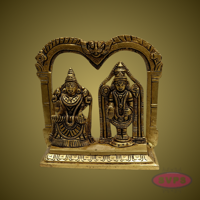 Lord Venkateswara with Goddess Lakshmi Brass Idol – Perumal Thayar Arch Design for Pooja & Decor