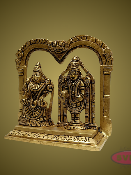 Lord Venkateswara with Goddess Lakshmi Brass Idol – Perumal Thayar Arch Design for Pooja & Decor