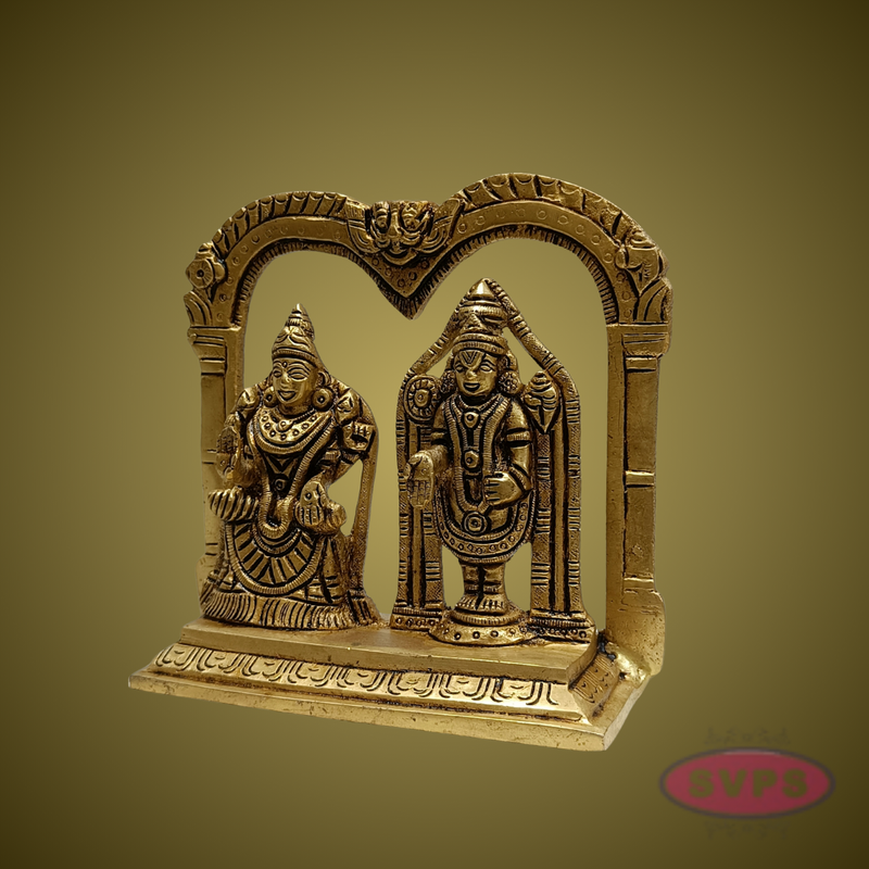 Lord Venkateswara with Goddess Lakshmi Brass Idol – Perumal Thayar Arch Design for Pooja & Decor