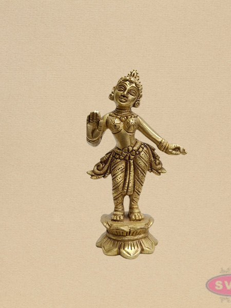 Brass Radha Devi Standing Idol – Handcrafted Spiritual Decor