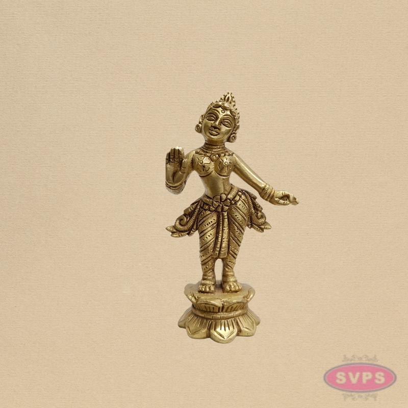 Brass Radha Devi Standing Idol – Handcrafted Spiritual Decor