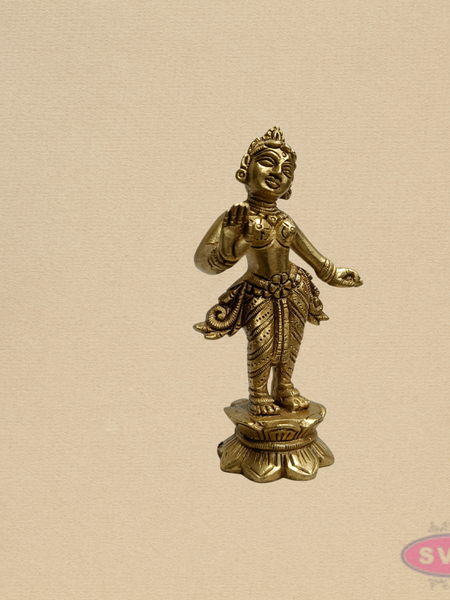 Brass Radha Devi Standing Idol – Handcrafted Spiritual Decor