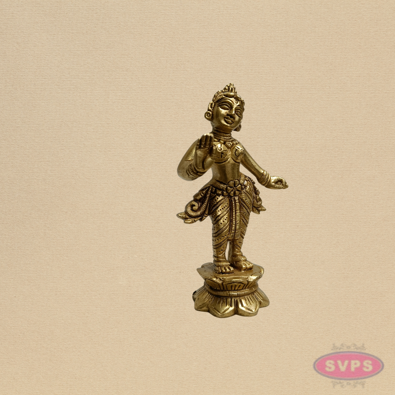 Brass Radha Devi Standing Idol – Handcrafted Spiritual Decor