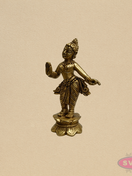 Brass Radha Devi Standing Idol – Handcrafted Spiritual Decor
