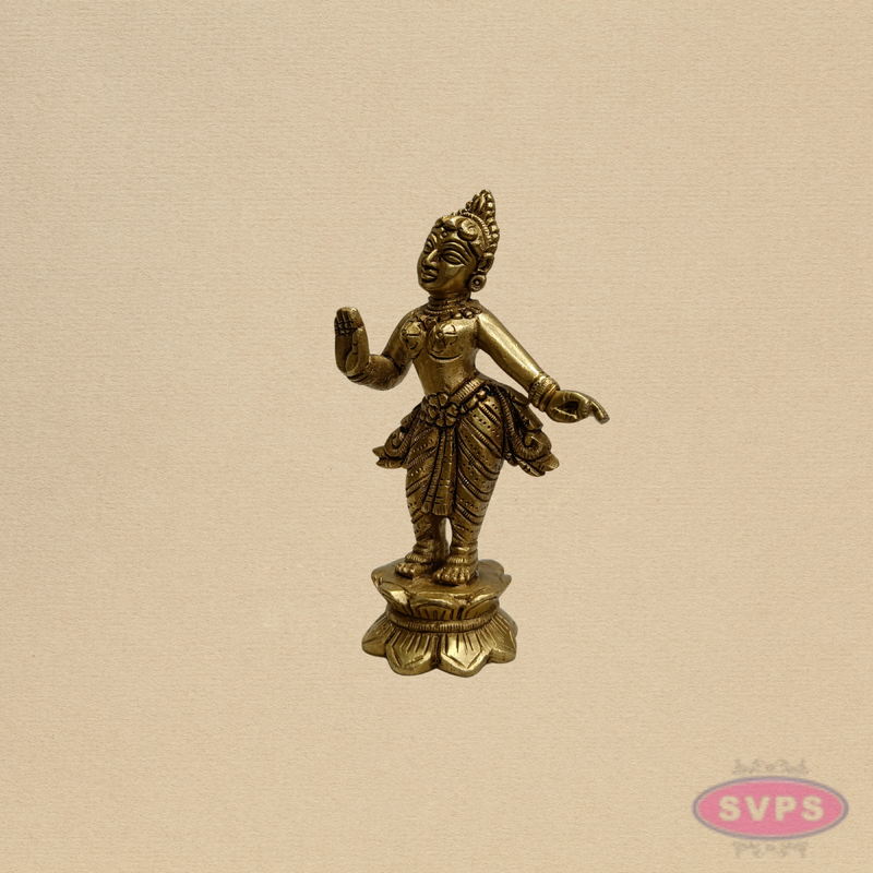Brass Radha Devi Standing Idol – Handcrafted Spiritual Decor