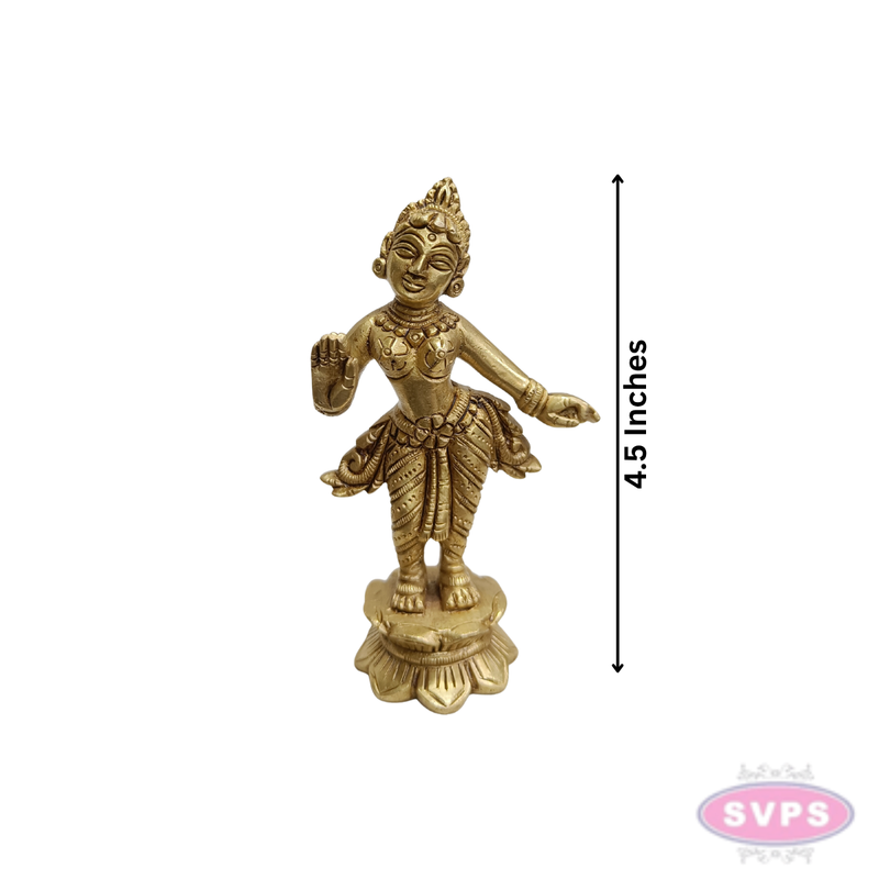 Brass Radha Devi Standing Idol – Handcrafted Spiritual Decor