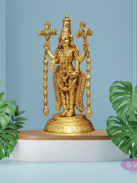 Antique Brass Lord Tirupati Balaji Statue for Home Temple & Pooja Decor