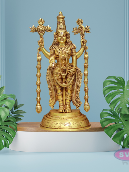 Antique Brass Lord Tirupati Balaji Statue for Home Temple & Pooja Decor
