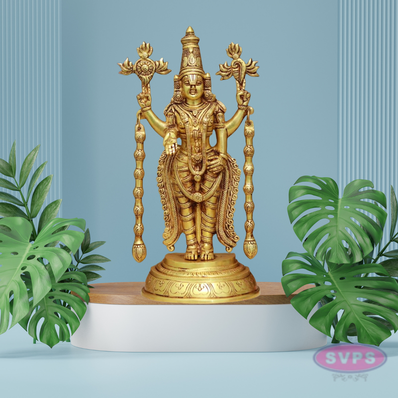 Antique Brass Lord Tirupati Balaji Statue for Home Temple & Pooja Decor
