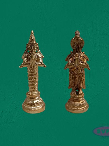 Handcrafted Panchalogha Rahu Ketu Idol Set – Navagraha Devata Statues