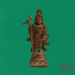 Handcrafted Panchalogha Murugan Idol – Lord Subramanya with Vel & Peacock