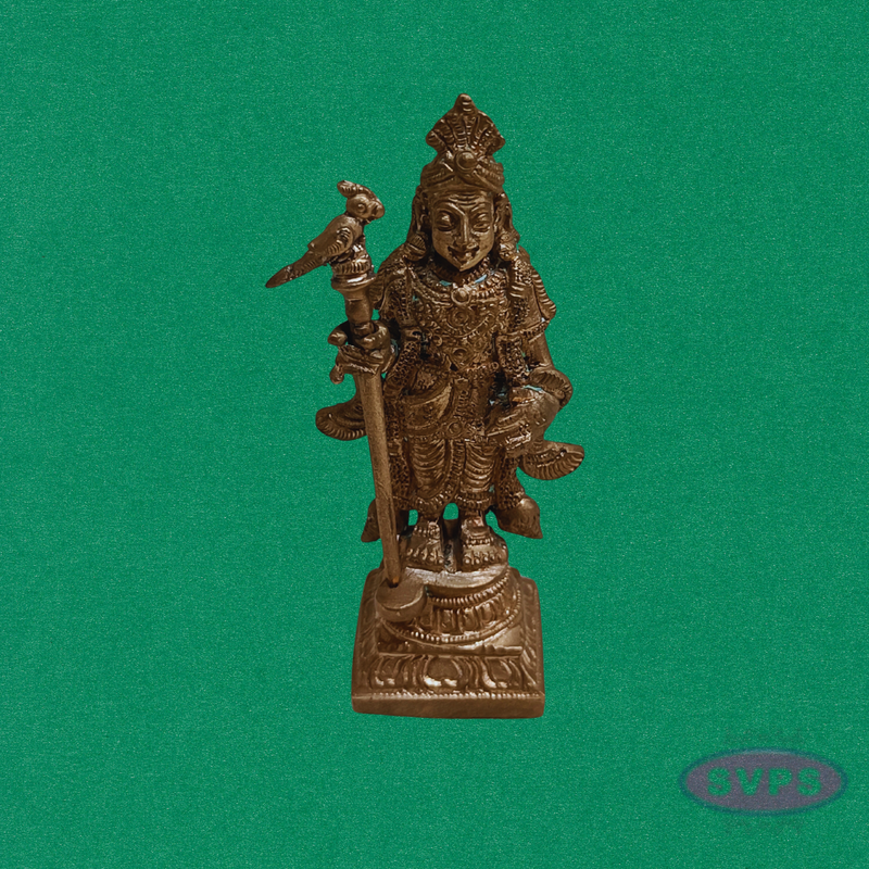 Handcrafted Panchalogha Murugan Idol – Lord Subramanya with Vel & Peacock