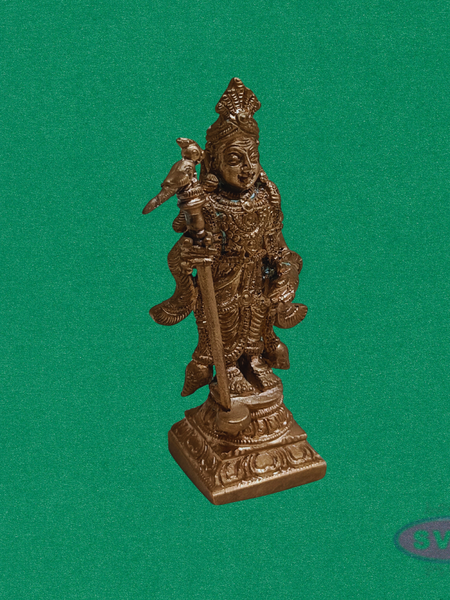Handcrafted Panchalogha Murugan Idol – Lord Subramanya with Vel & Peacock