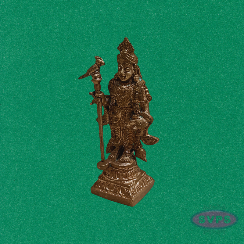 Handcrafted Panchalogha Murugan Idol – Lord Subramanya with Vel & Peacock