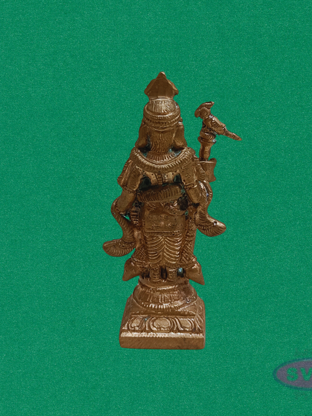 Handcrafted Panchalogha Murugan Idol – Lord Subramanya with Vel & Peacock