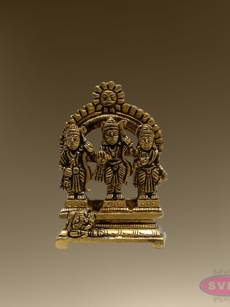 Rama Parivar Brass Idol – Sita, Lakshmana & Hanuman with Prabhavali Arch for Pooja