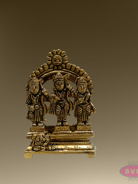Rama Parivar Brass Idol – Sita, Lakshmana & Hanuman with Prabhavali Arch for Pooja