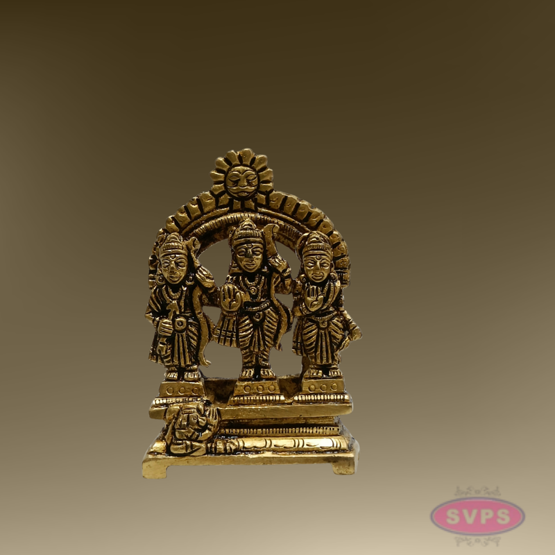 Rama Parivar Brass Idol – Sita, Lakshmana & Hanuman with Prabhavali Arch for Pooja