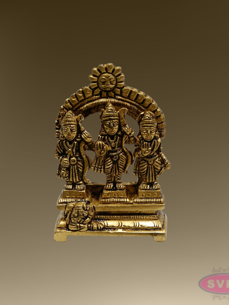 Rama Parivar Brass Idol – Sita, Lakshmana & Hanuman with Prabhavali Arch for Pooja