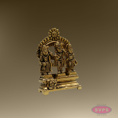 Rama Parivar Brass Idol – Sita, Lakshmana & Hanuman with Prabhavali Arch for Pooja