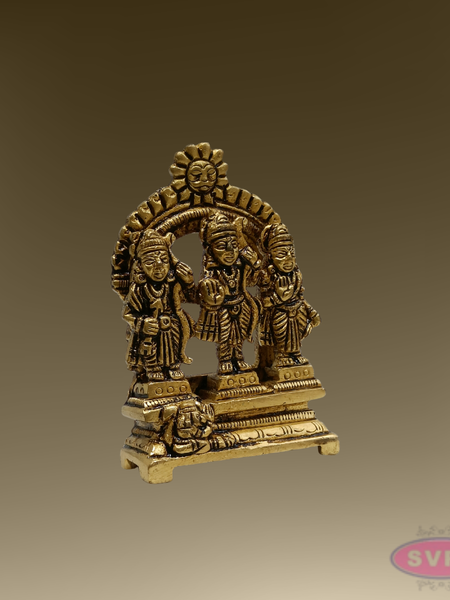 Rama Parivar Brass Idol – Sita, Lakshmana & Hanuman with Prabhavali Arch for Pooja