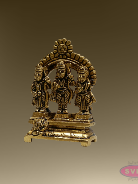 Rama Parivar Brass Idol – Sita, Lakshmana & Hanuman with Prabhavali Arch for Pooja