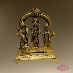 6 Inch Rama Parivar Brass Idol – Sita, Lakshmana & Hanuman with Arch | Ram Darbar Pooja Statue